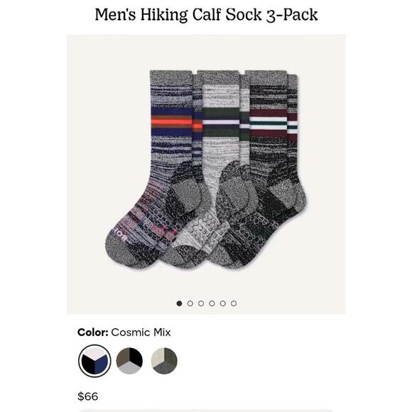 Bombas Men’s Hiking Calf Socks L Hex Tec – 3 Pairs - Picture 7 of 7